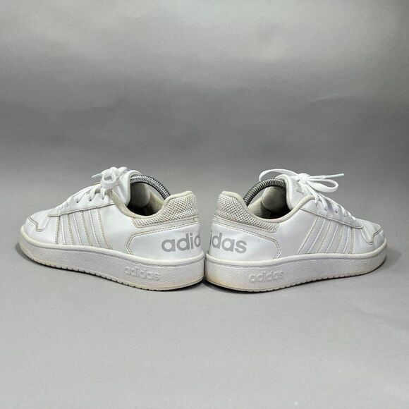 Adidas Hoops 2.0 Shoes Women's Size 8.5 Triple White Leather Basketball Sneakers - Picture 6 of 11